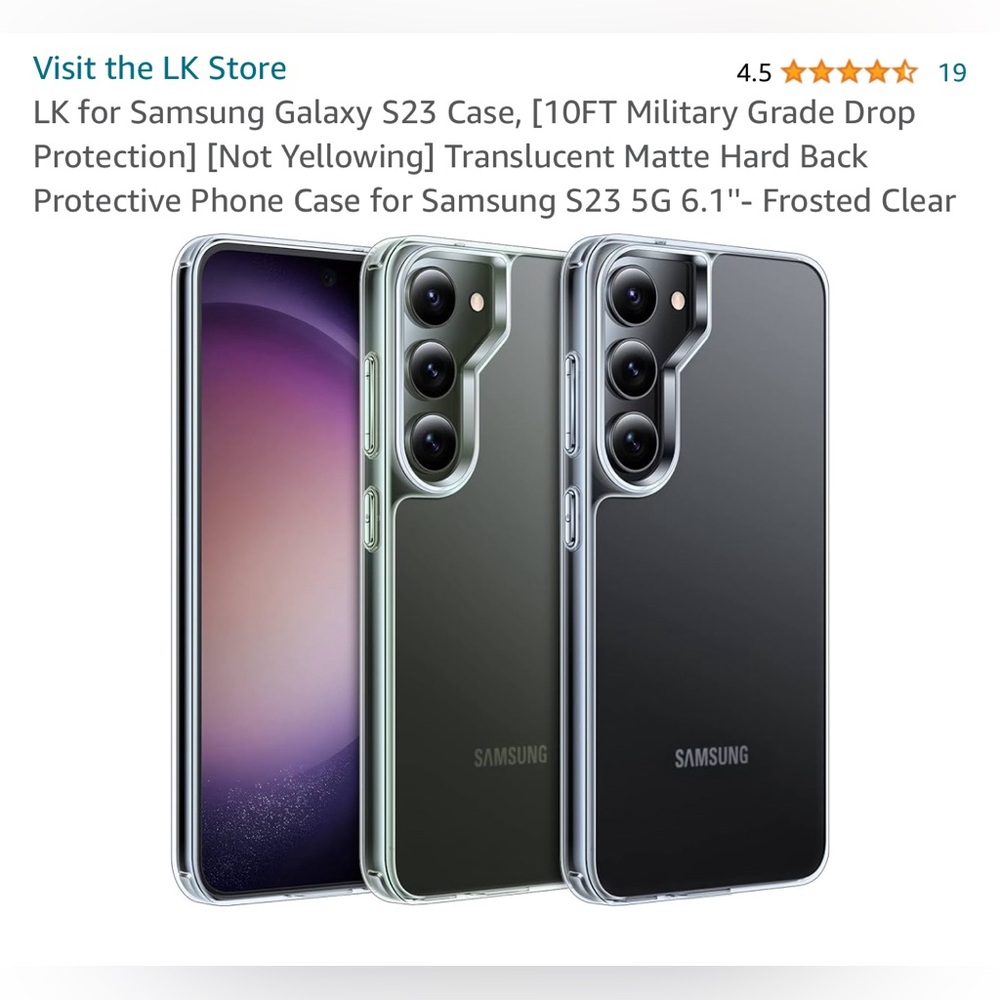 LK brand Samsung Galaxy S23 5G 6.1" phone case frosted.